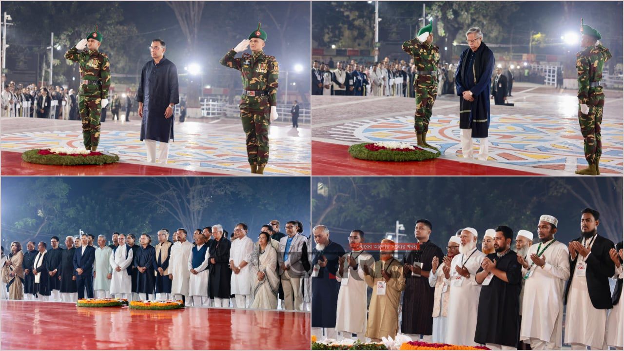 ফুলে ফুলে শ্রদ্ধায় সিক্ত কেন্দ্রীয় শহীদ মিনার